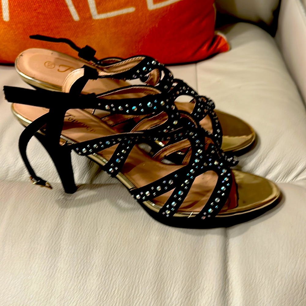 Black open toes high heels sandals